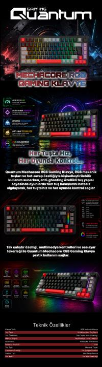 QUANTUM GAMING MECHACORE RGB 75% Boyut,Mekanik OUTEMU Hot-Swap Switch,Gasket Yapı,R Kablolu Gaming Klavye - 5